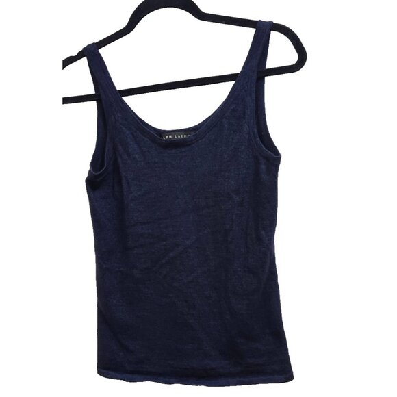 Ralph Lauren Womens Tank Top Navy Blue Knit Sleeveless Scoop Neck L Soft Soft - Picture 2 of 9
